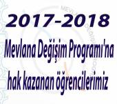 2017-2018 Mevlana Değişim Programı'na hak kazanan öğrencilerimiz