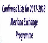 Confirmed Lists for 2017-2018 Mevlana Exchange Programme